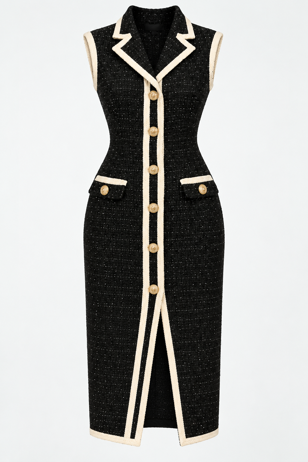 Ivory Midi Dress with Flared Hem