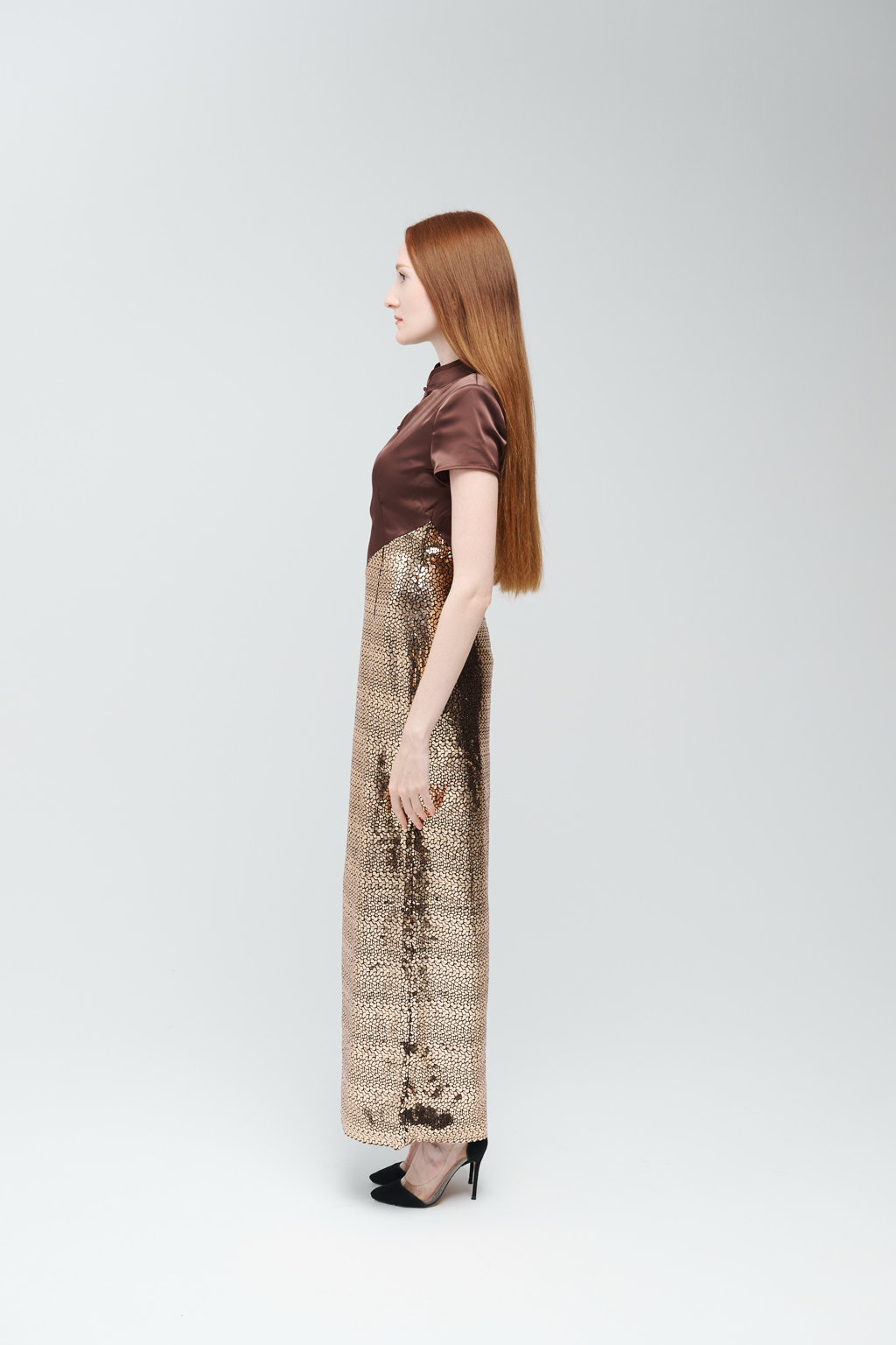 Satin and Sequin Evening Gown