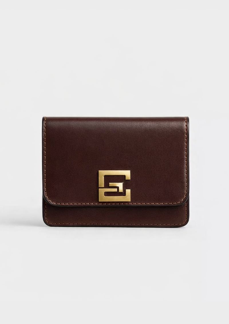 ELLAMBERTO Signature Leather Card Holder – Chocolate Brown