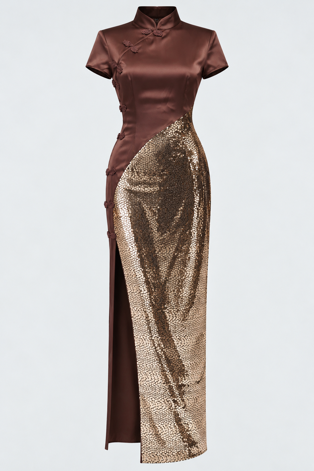 Satin and Sequin Evening Gown