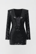 Black Sequin Cut-Out Mini Dress